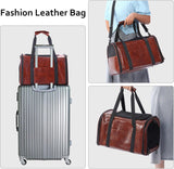 Transportín de Cuero para Mascotas, Aprobado Aerolíneas, 15Lbs