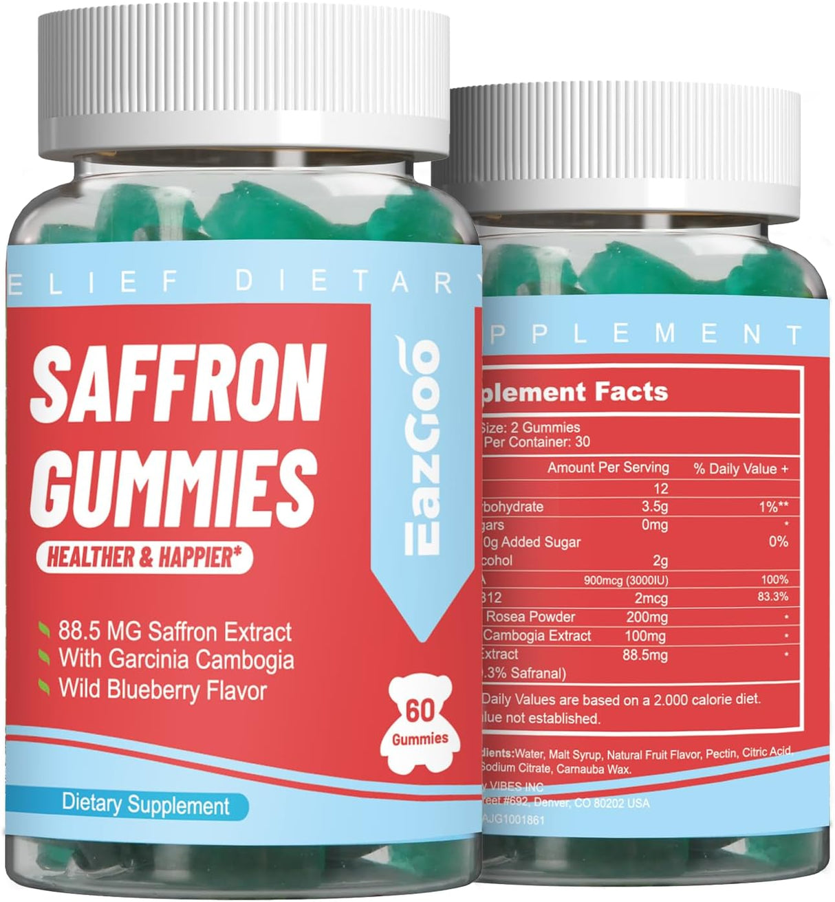 Gomitas de suplementos de azafrán extracto de azafrán 120 un