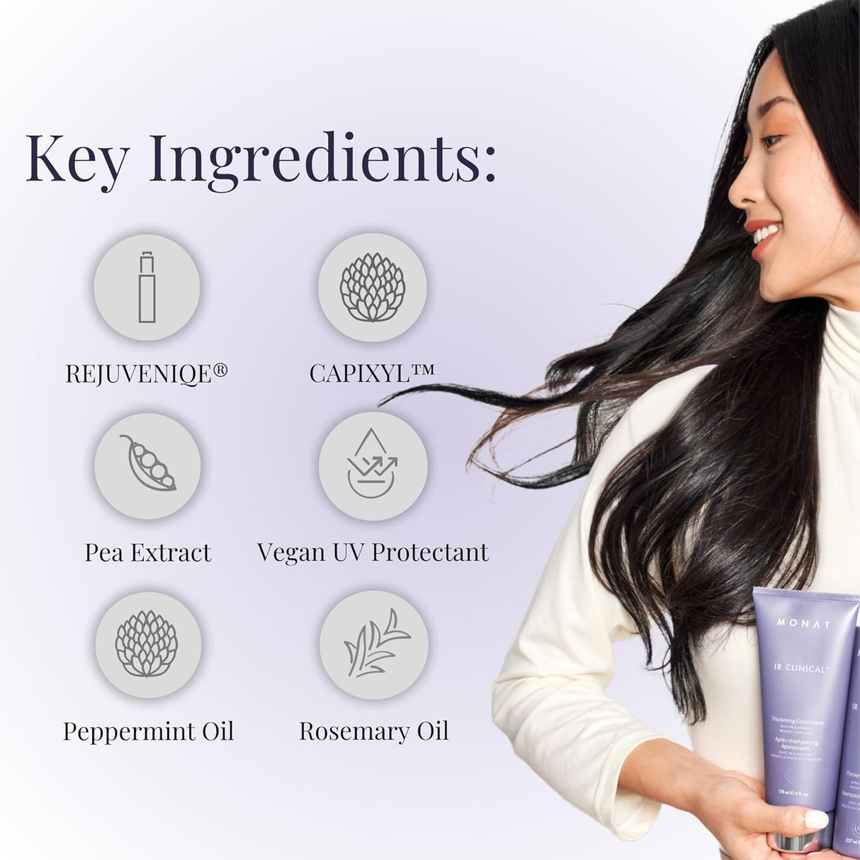 MONAT  Acondicionador vegano para adelgazar el cabello.