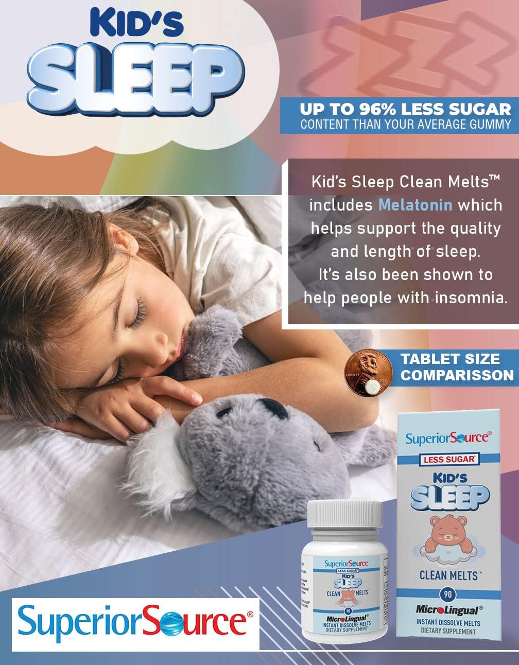 Suplemento Sleep para niños  Clean Melts microlingües