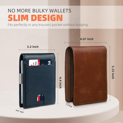 Cartera delgada RUNBOX - Clip de dinero, RFID, bifold, regalo