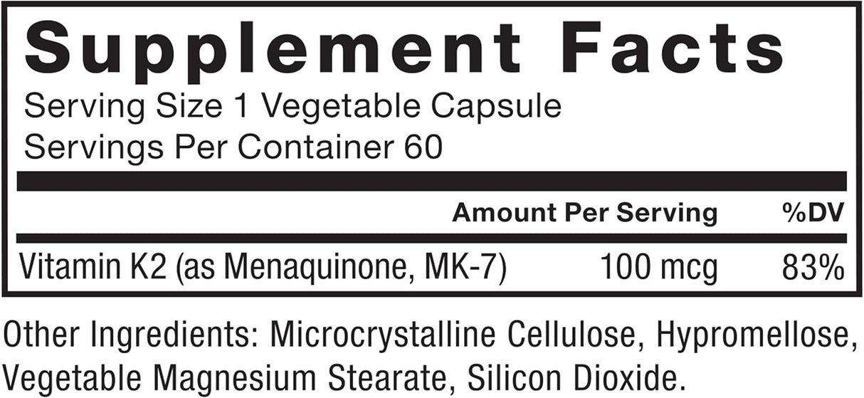 Force Factor MK-7 Vitamina K2 100mcg, Salud Ósea y Corazón, 60 Cápsulas