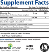 Suplemento de Ashwagandha Sandhu Herbals 120 Cápsulas 8000mg