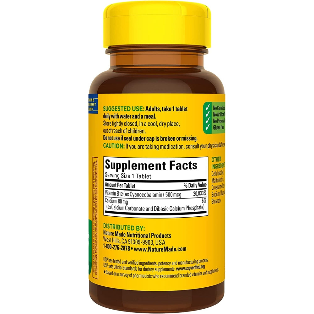 Suplemento Vitamina B-12  500 mg apoyo al metabolismo