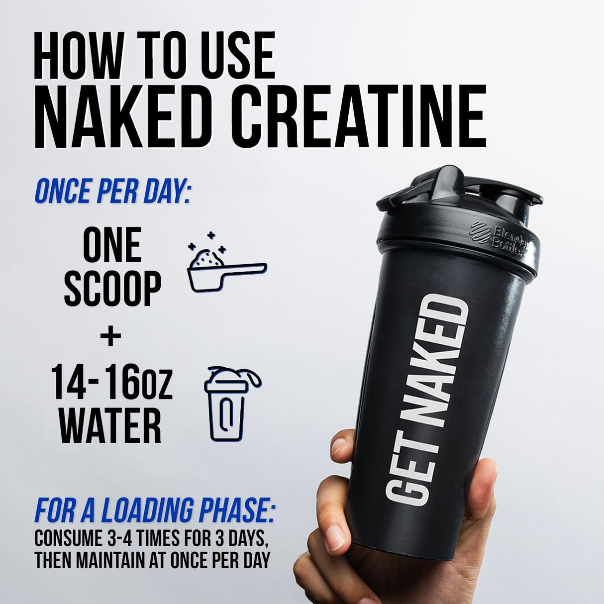 Creatina Monohidratada Naked Pure, 500g, Vegano, Sin GMO