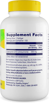CoQ10 Saludable Origins 200mg Energía Corazón 150 Cápsulas