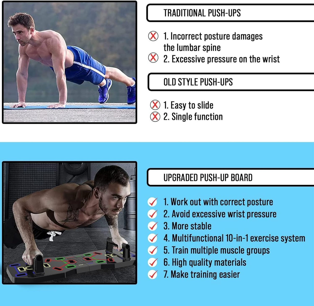 Tabla de flexiones portátil multifunción plegable 10 en 1