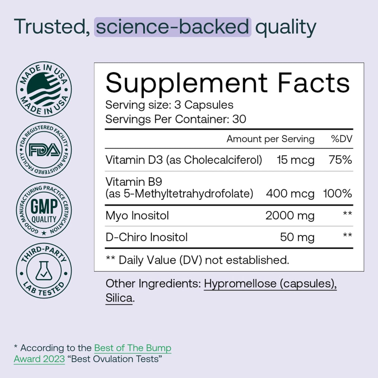 MIRA PCOS Suplemento, Inositol y D-Chiro 40:1 90c
