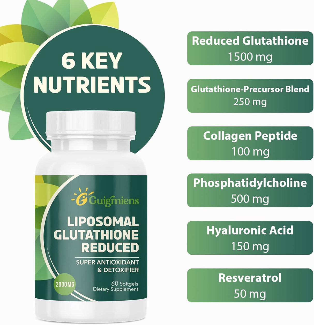 Suplementos Alimenticios de glutatión con ácido hialurónico