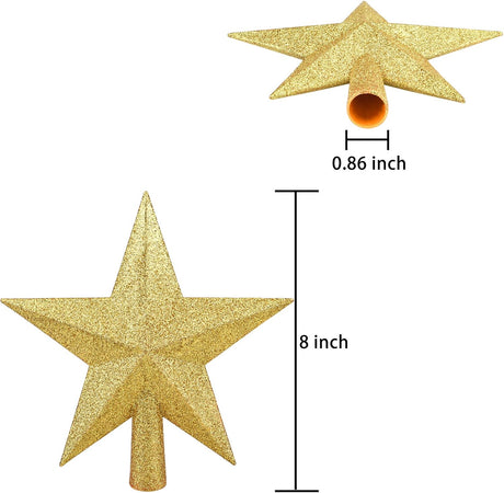 Estrella Decorativa para Árbol de Navidad 8 Pulgadas Glitter
