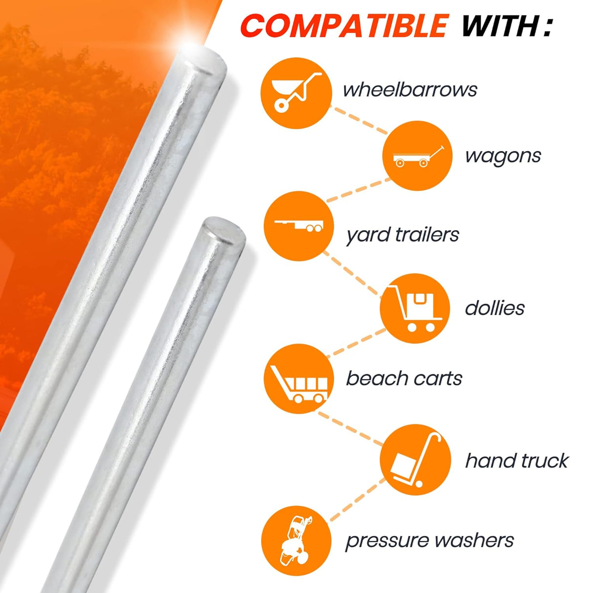 Barras de Acero Zincadas AR-PRO 5/8” x 36” para Carretillas 4005BC