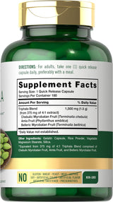 Suplemento Carlyle Triphala Cápsulas 1500 mg 180 unidades