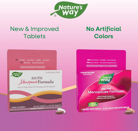 Natures Way Menopausia AM/PM, Alivio, Sueño, 60 tabletas