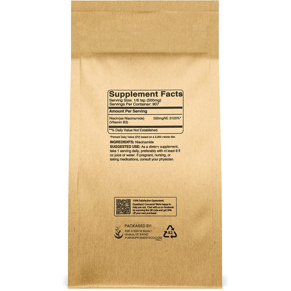 Suplemento Niacinamida 1 lb  vitamina B3 sin gluten enjuage