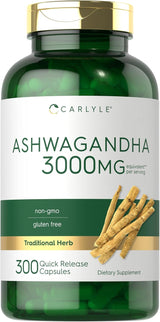 Suplemento de Ashwagandha 3000mg Carlyle, 300 cápsulas, No GMO