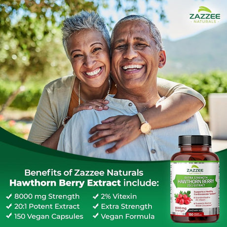 Suplemento Zazzee Extracto de baya de espino extra fuerte