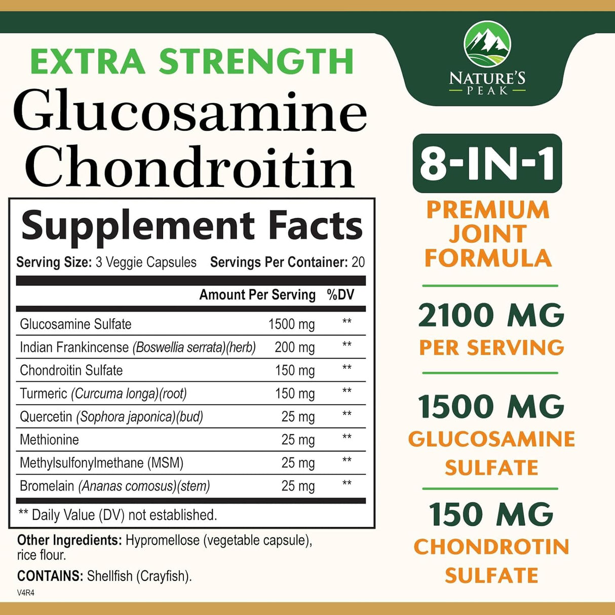 Suplemento de Glucosamina y Condroitina - Soporte Articular 60 Caps