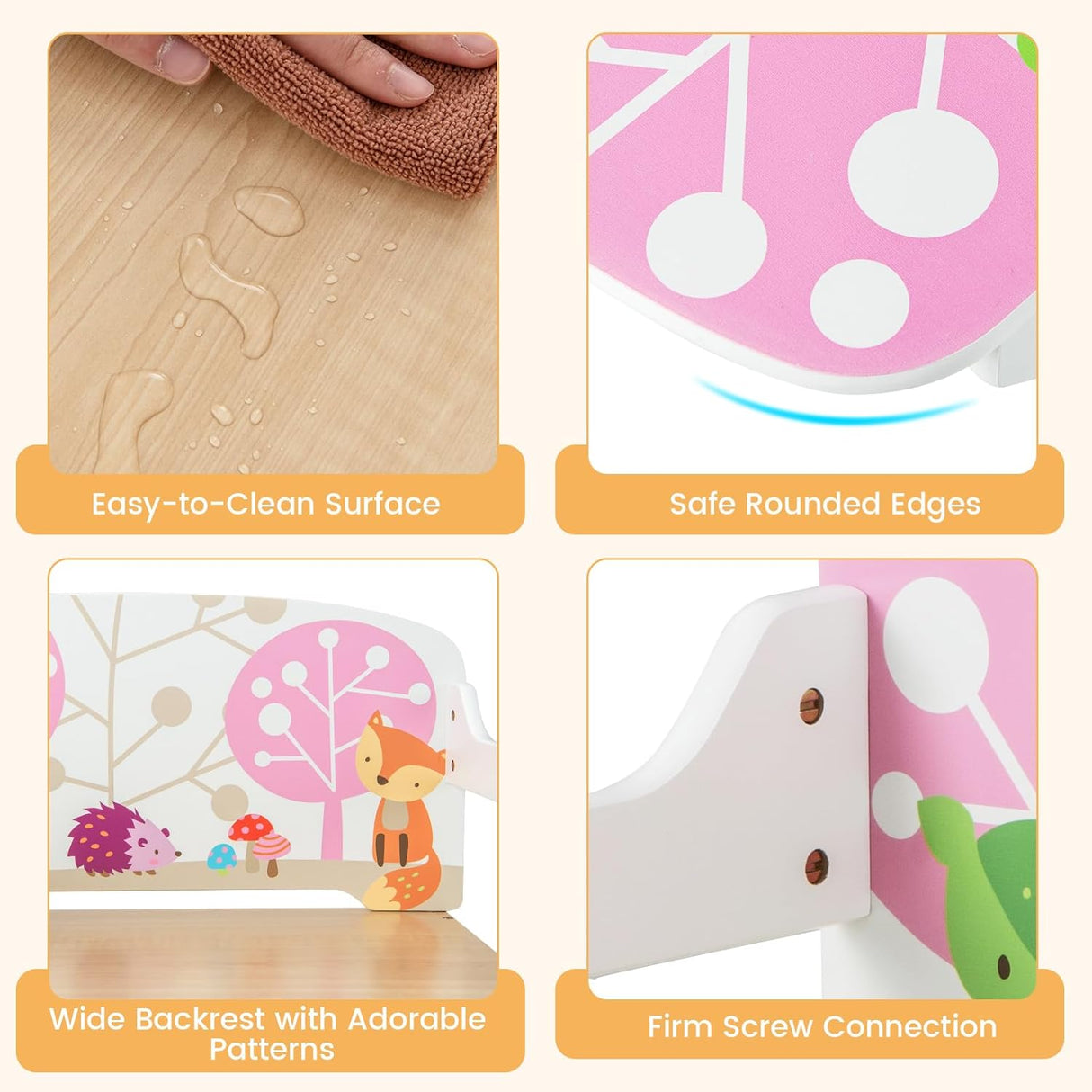 Costzon Juego de mesa y silla para niños con banco juguetes