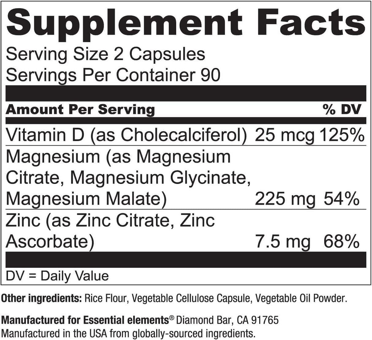 Magnesium & Zinc con D3 para Sueño, Inmunidad y Huesos - 3 Meses