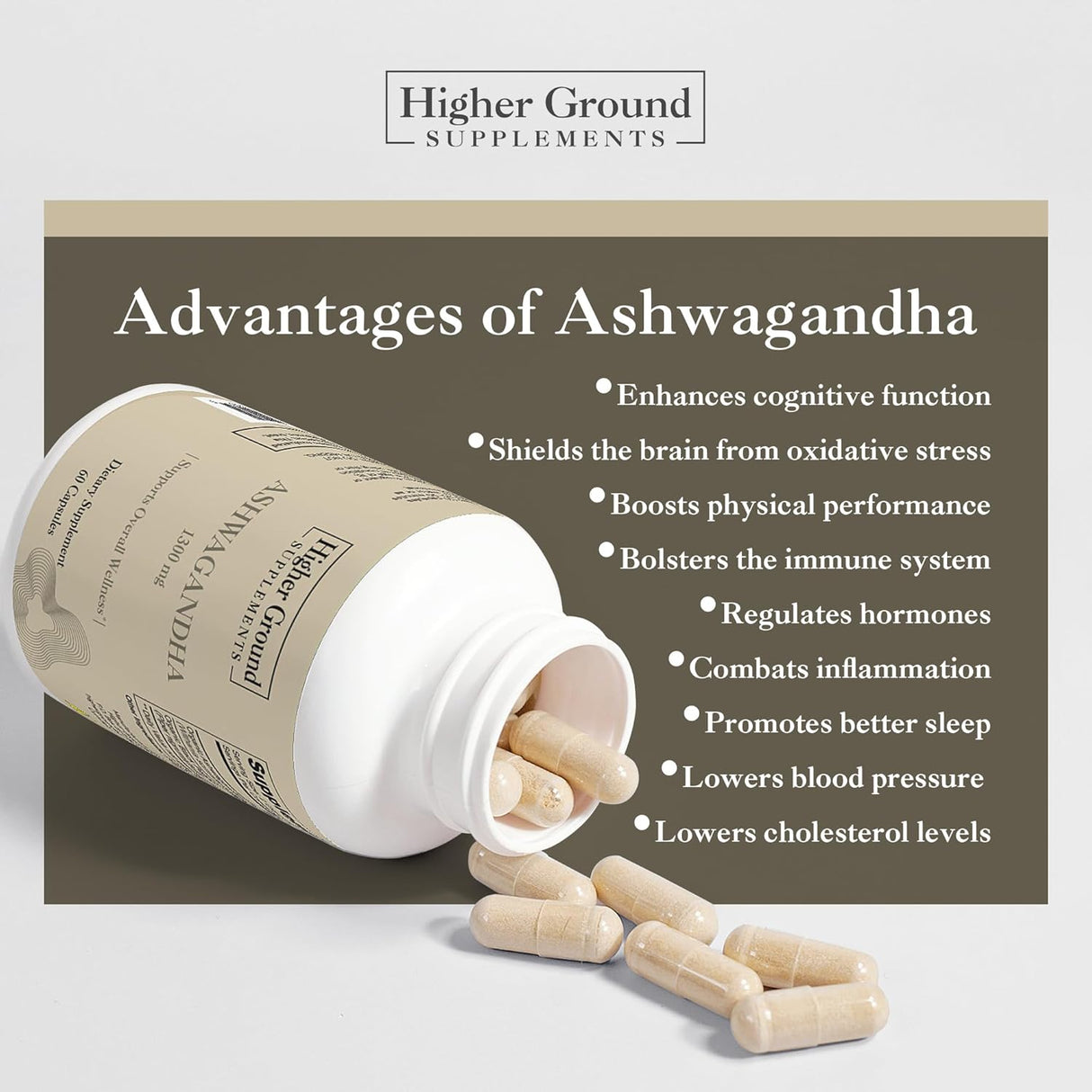 Suplemento de Ashwagandha con Pimienta Negra 60 Cápsulas