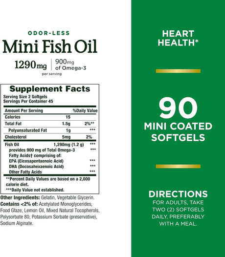 Suplemento de Omega 3 Mini Fish Oil Nature's Bounty 90 cápsulas