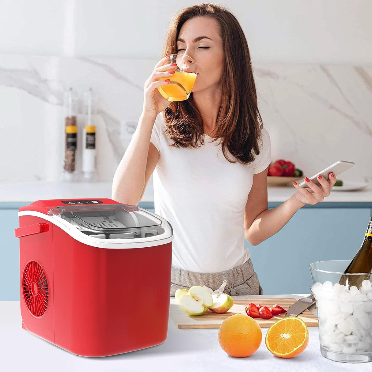 Máquina de Hielo Portátil, auto-limpiante, 26Lbs/24H, modelo 9B