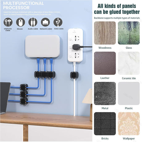 Soporte de Cables Magnético 6 Pack, Organizador Auto-Adhesivo