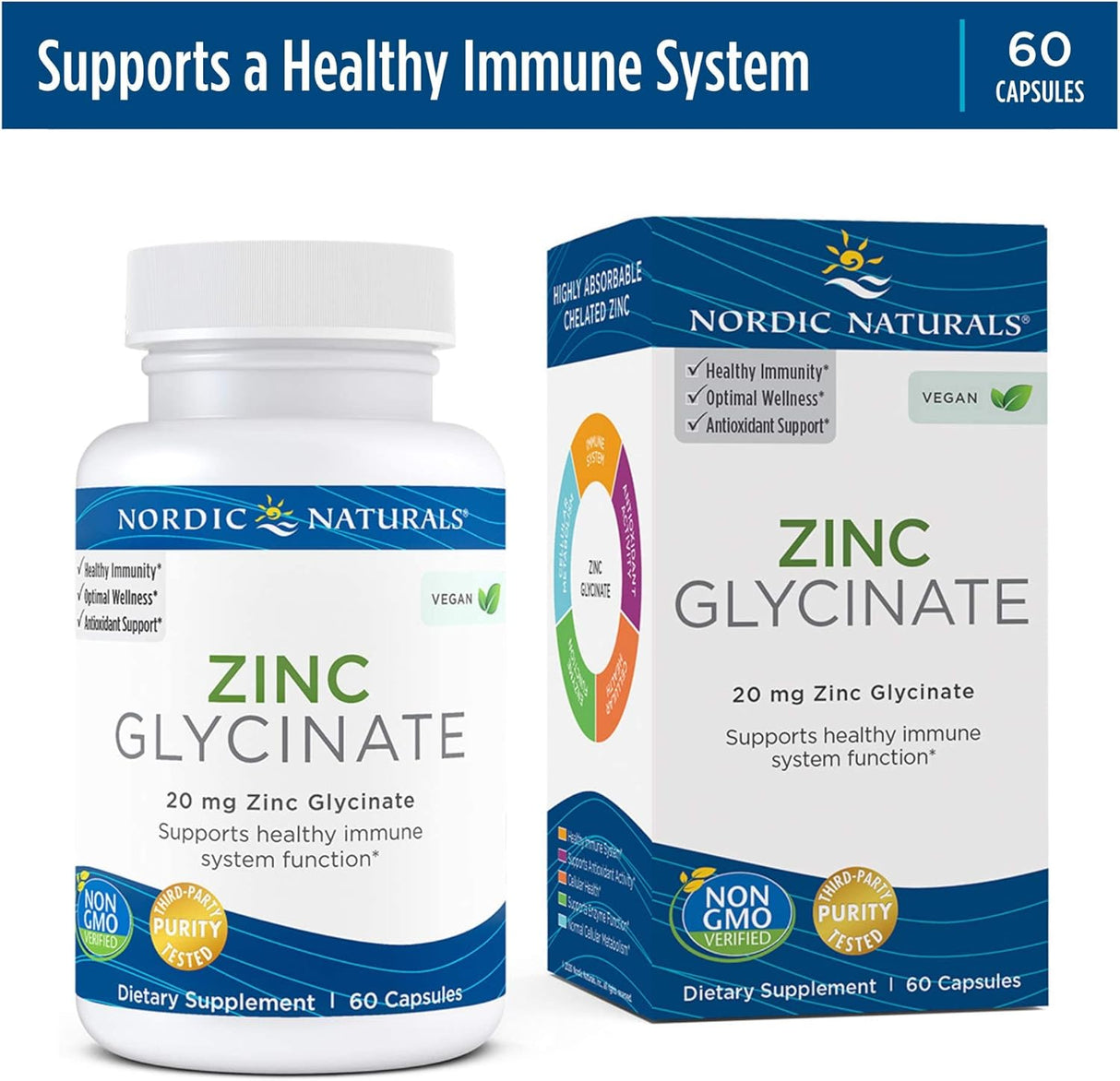 Suplemento Glicinato de zinc 60 cápsulas  20 mg glicinato