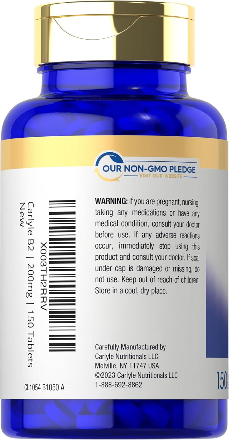 Suplemento Vitamina B-2  Riboflavina  200 mg  150 tabletas