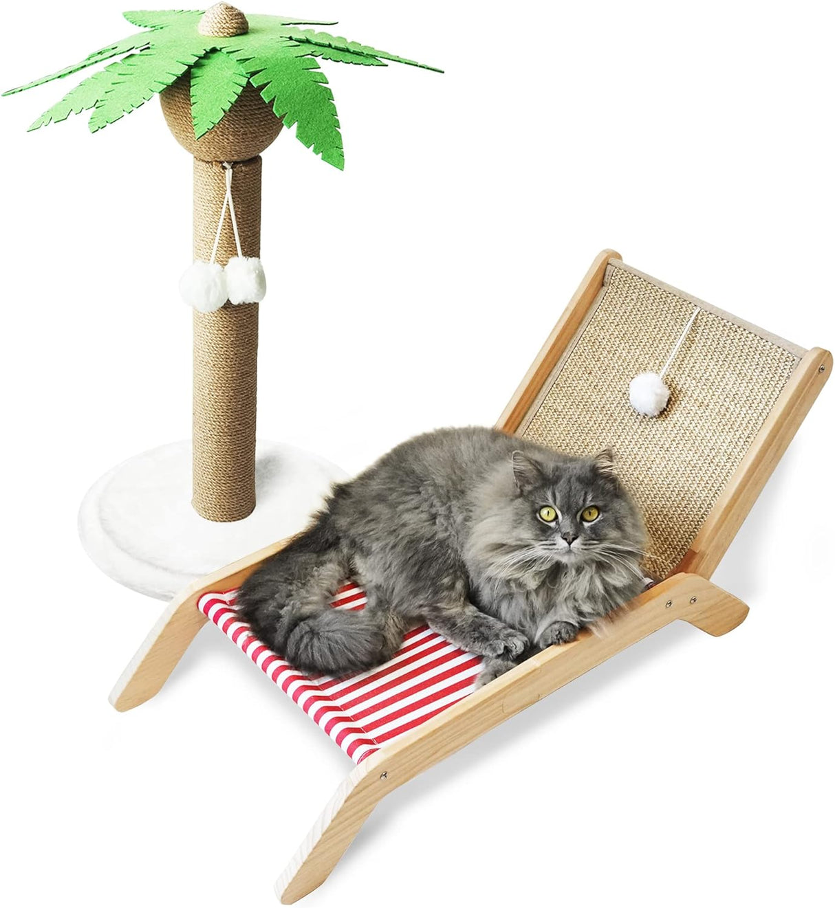 Hamaca para gatos con poste rascador de árbol de coco