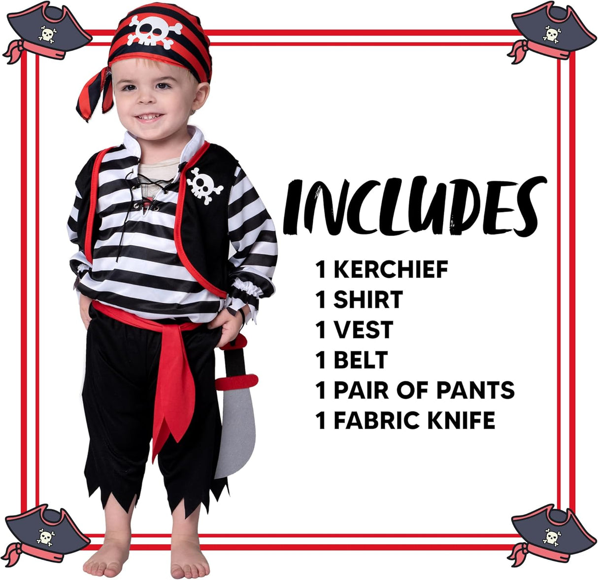 Disfraz de Pirata para Bebé, Spooktacular Creations, Rayas
