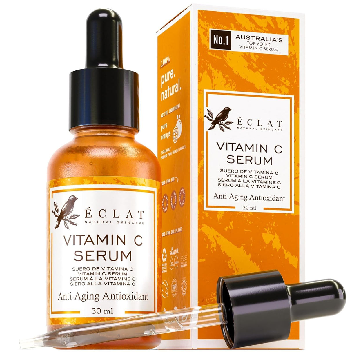Suero facial de vitamina C y ácido hialurónico Eclat Skincare