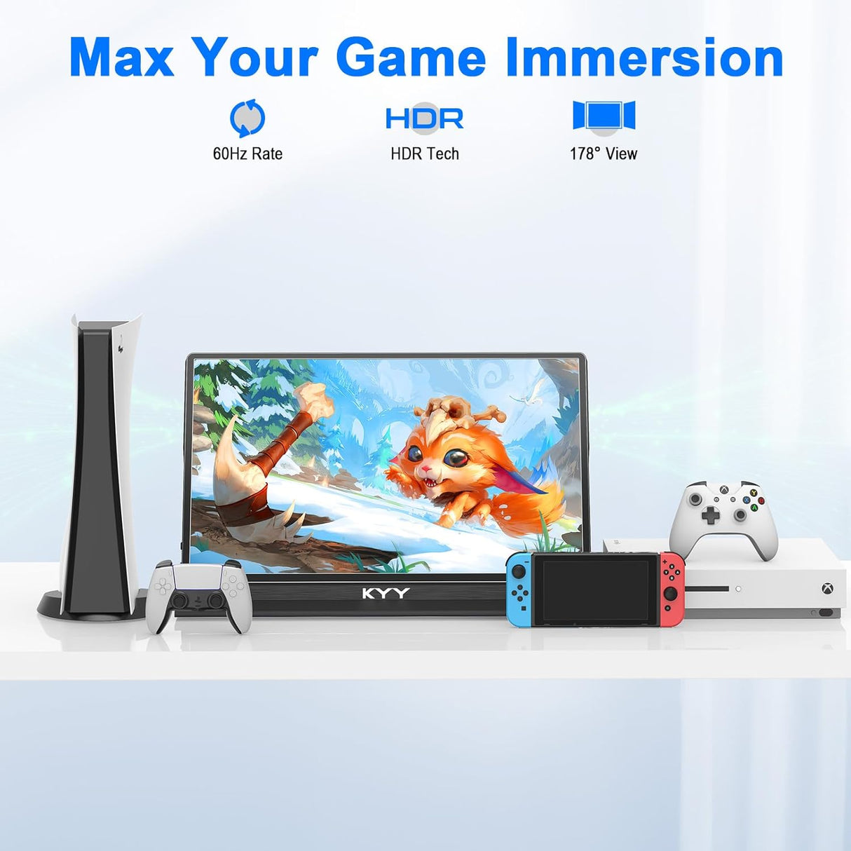 Monitor portátil KYY 14 FHD 1080P, USB-C, HDMI, VESA, PS5