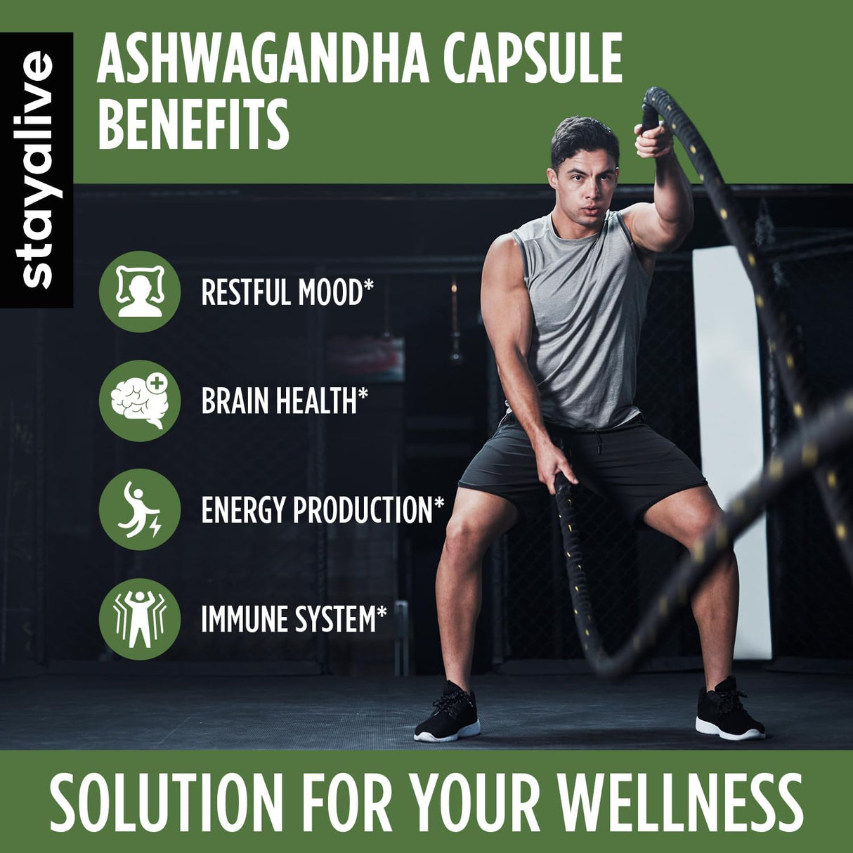 Cápsulas de Extracto de Ashwagandha, 9010MG, 120 Vegan Pills