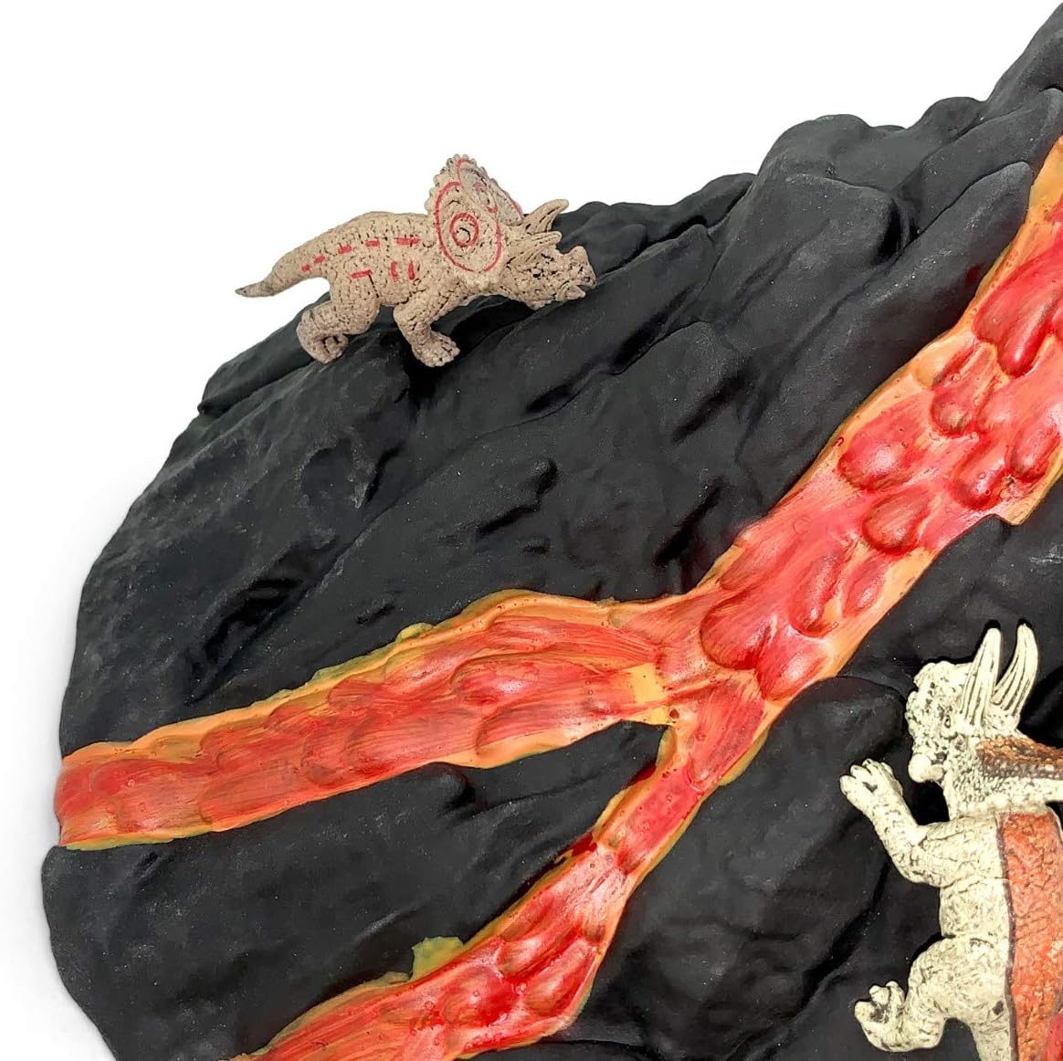 Juego de Dinosaurios con Volcán, 4 Dinosaurios y 2 Árboles
