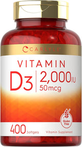 Suplemento de Vitamina D3 2000IU Carlyle 400 Softgels Non-GMO