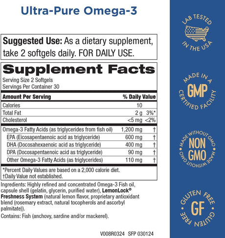 Omega 3 Ultra Puro Purity Products, 60 cápsulas