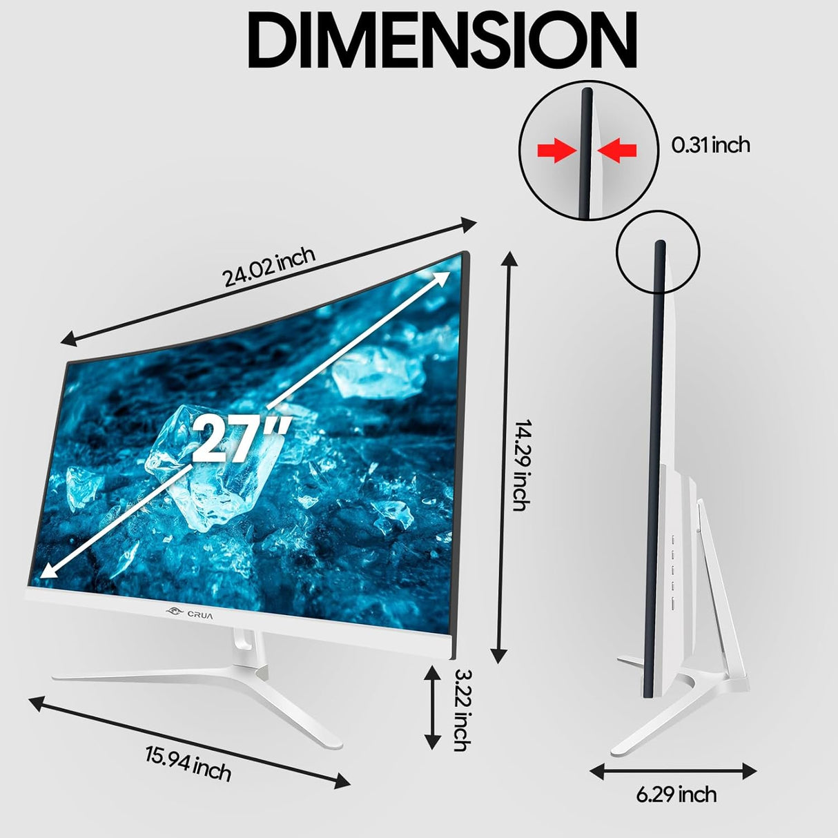 Monitor Curvo CRUA 27 Full HD 100Hz 99% sRGB VA 1800R