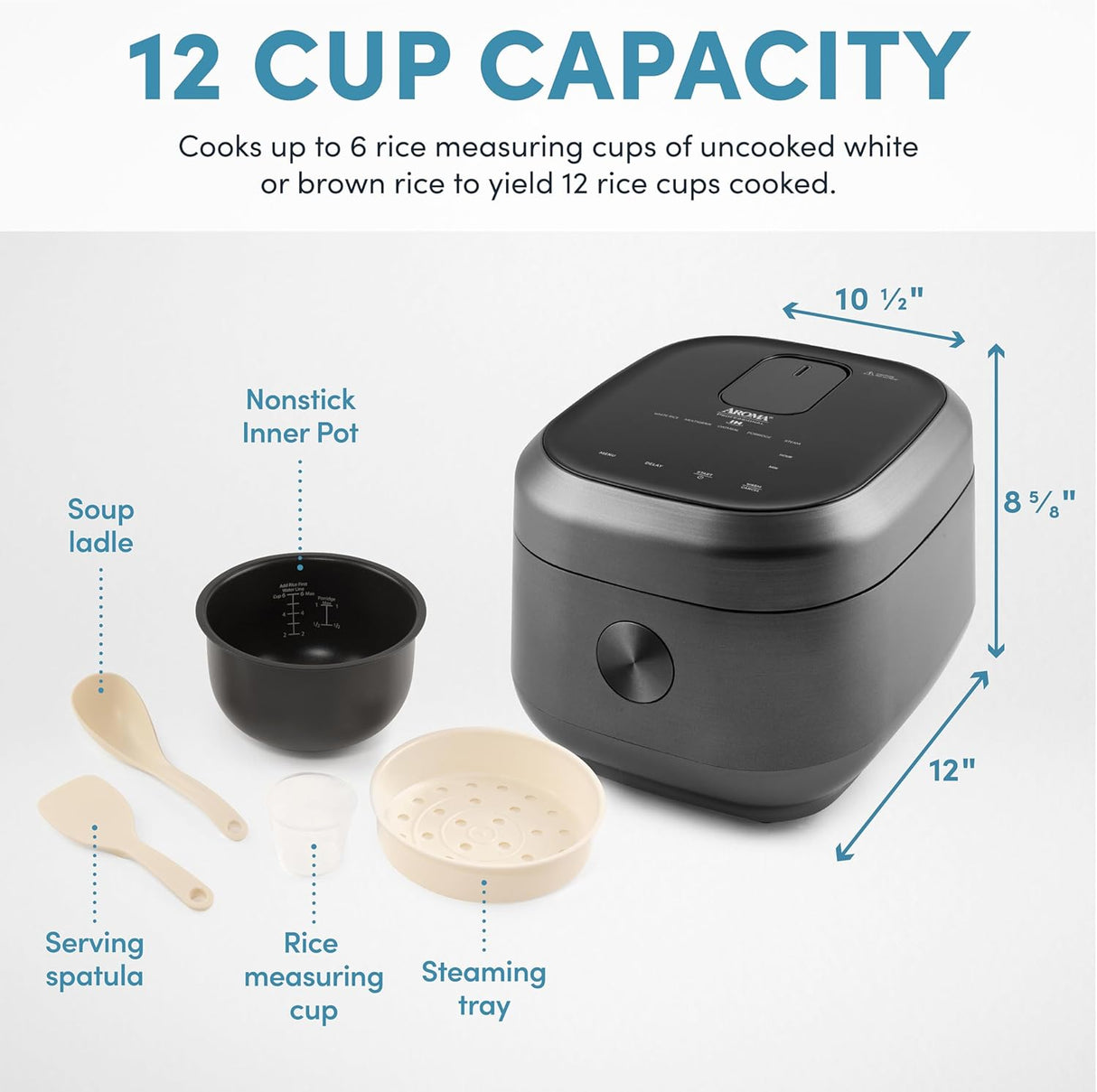 Arrozera AROMA® 6 tazas, inducción, multicooker, ARC-7606GR