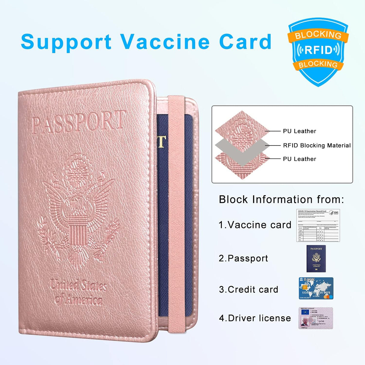 Porta Documentos y Tarjetas  pasaporte y tarjeta de vacuna