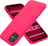 OTOFLY Funda de silicona suave diseñada para iPhone 11, [protección contra caídas de grado militar] [forro de microfibra antiarañazos] Funda protectora a prueba de golpes, funda delgada de 6.1 pulgadas, rosa neón
