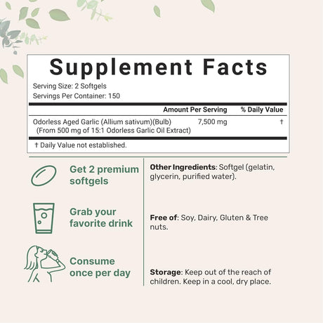 Suplemento Micro Ingredients Ajo inodoro 7500 mg  300 cáp
