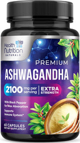 Ashwagandha 2100 mg Extra Fuerte con Pimienta Negra  60 Cápsulas