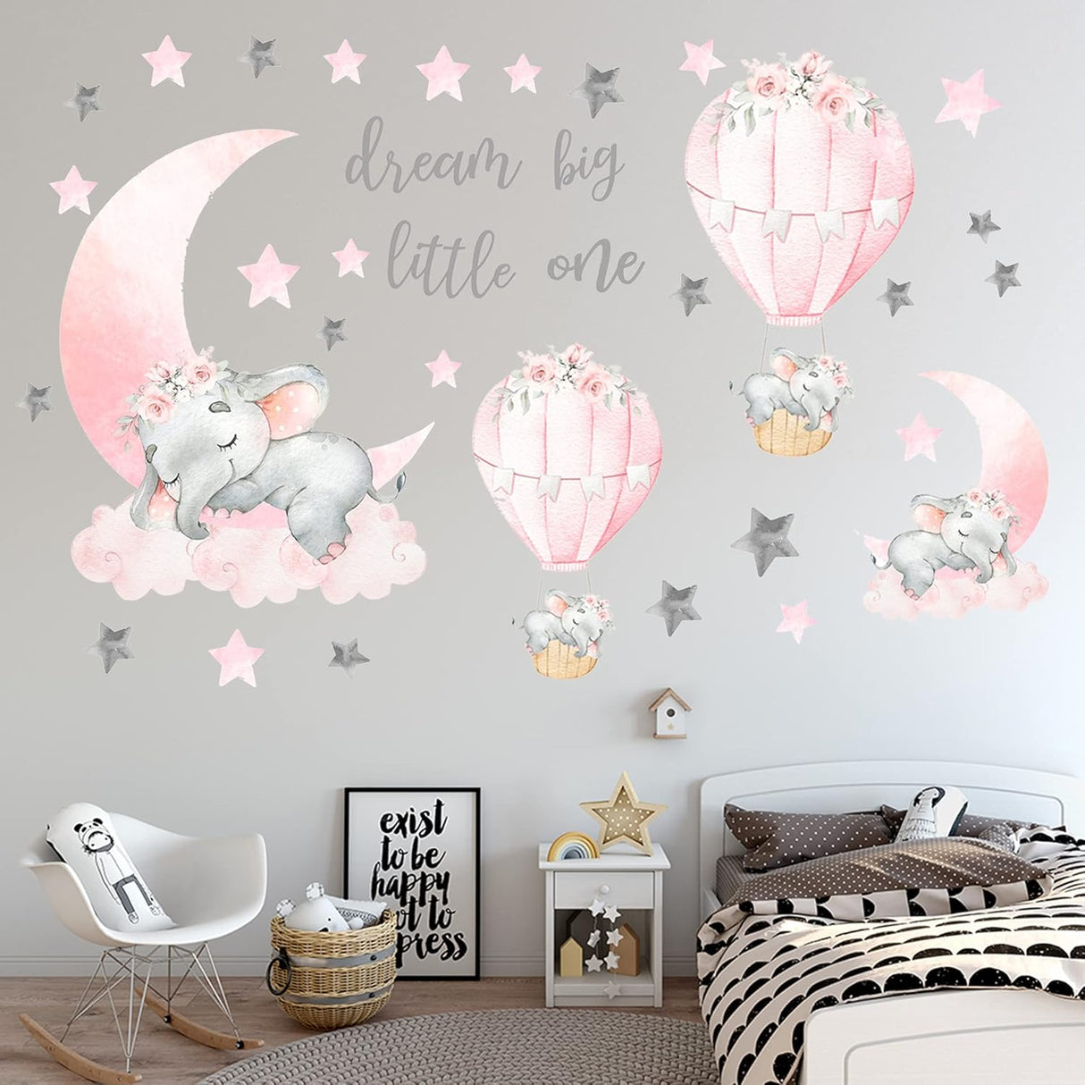 Pegatinas de Pared Elefante, Dream Big, Globo Aerostático