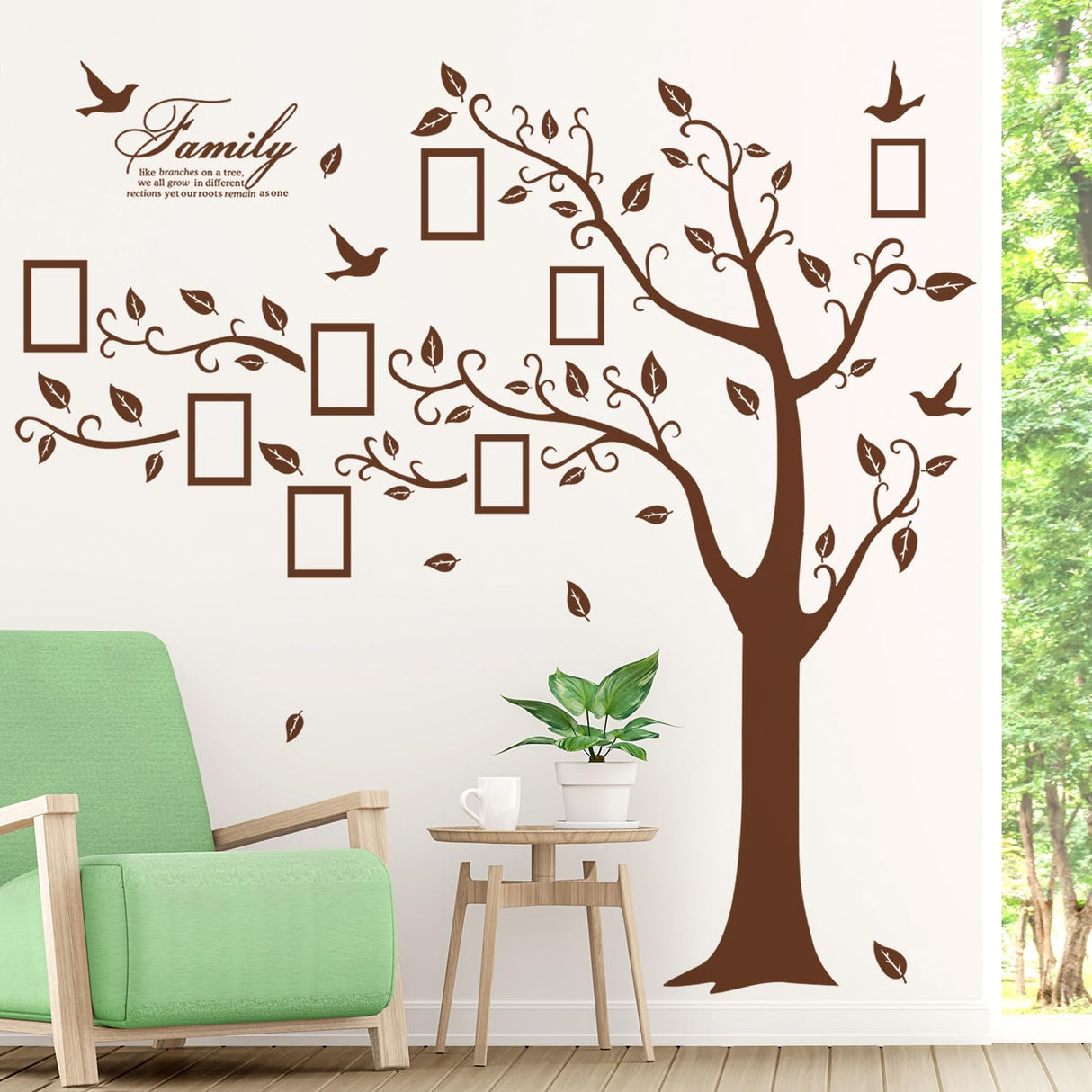 Sticker de Pared Árbol Familiar 3D, Vinilo, Removible, Izquierda