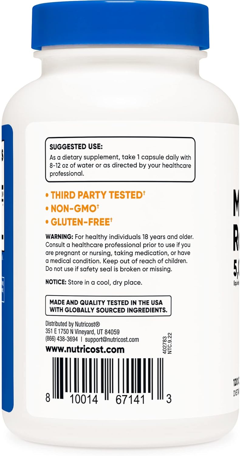 Suplemento Nutricost Raíz de malvavisco de 500 mg, 120 cáp