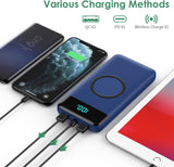 Cargador portátil inalámbrico pantalla LED inteligente azul