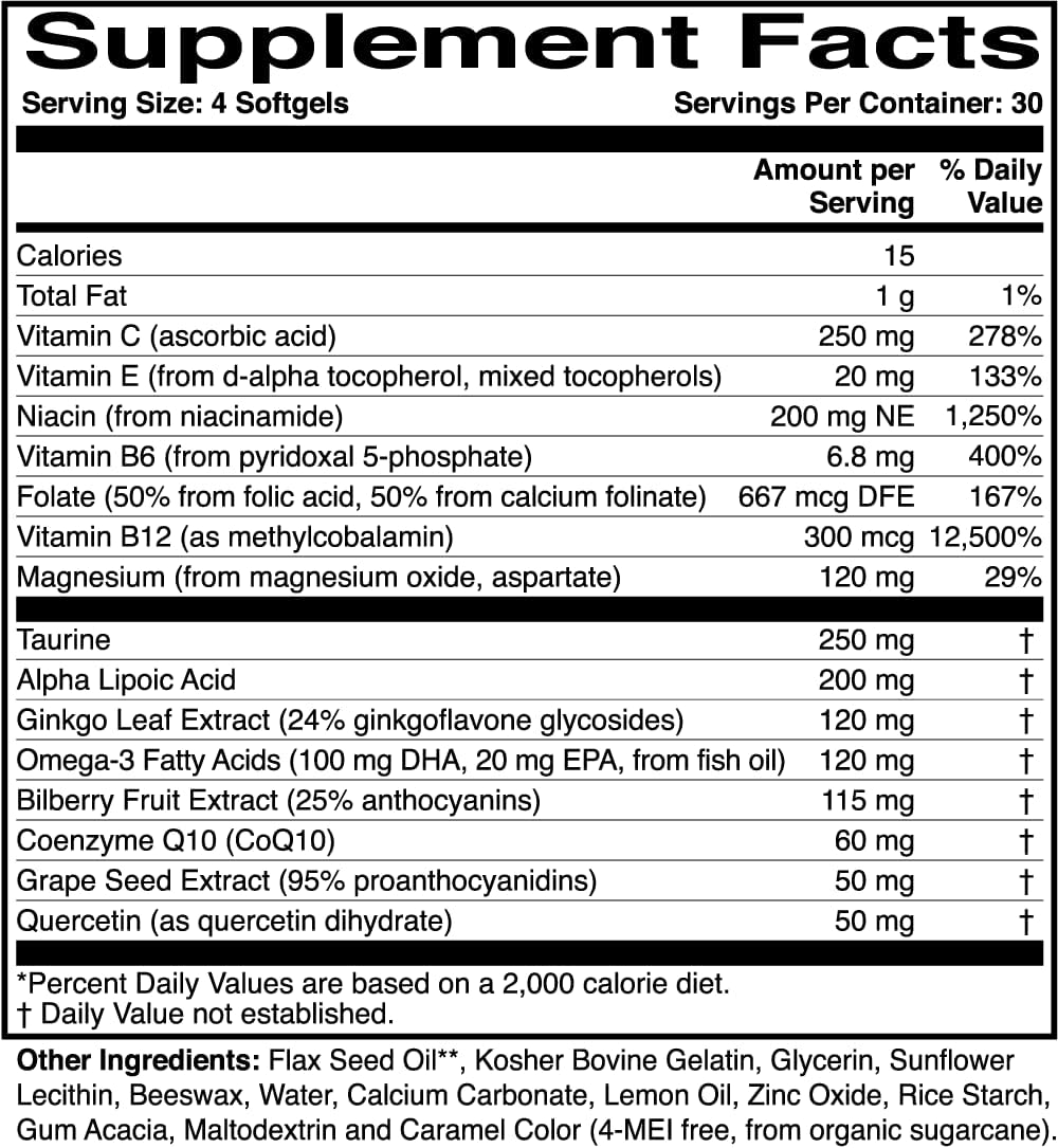 Suplemento Fórmula para el nervio óptico CoQ10 omega-3