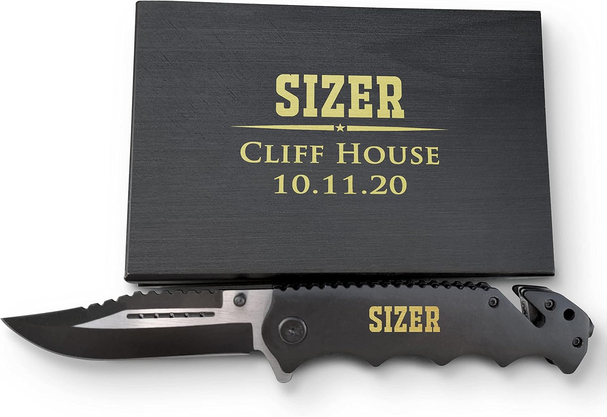 Cuchillo clásico personalizable personal con caja de madera