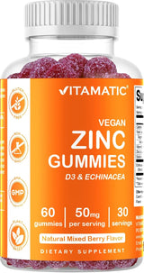 Vitamatic Zinc Gummies 50mg Veganas 2x60 Gluten-Free